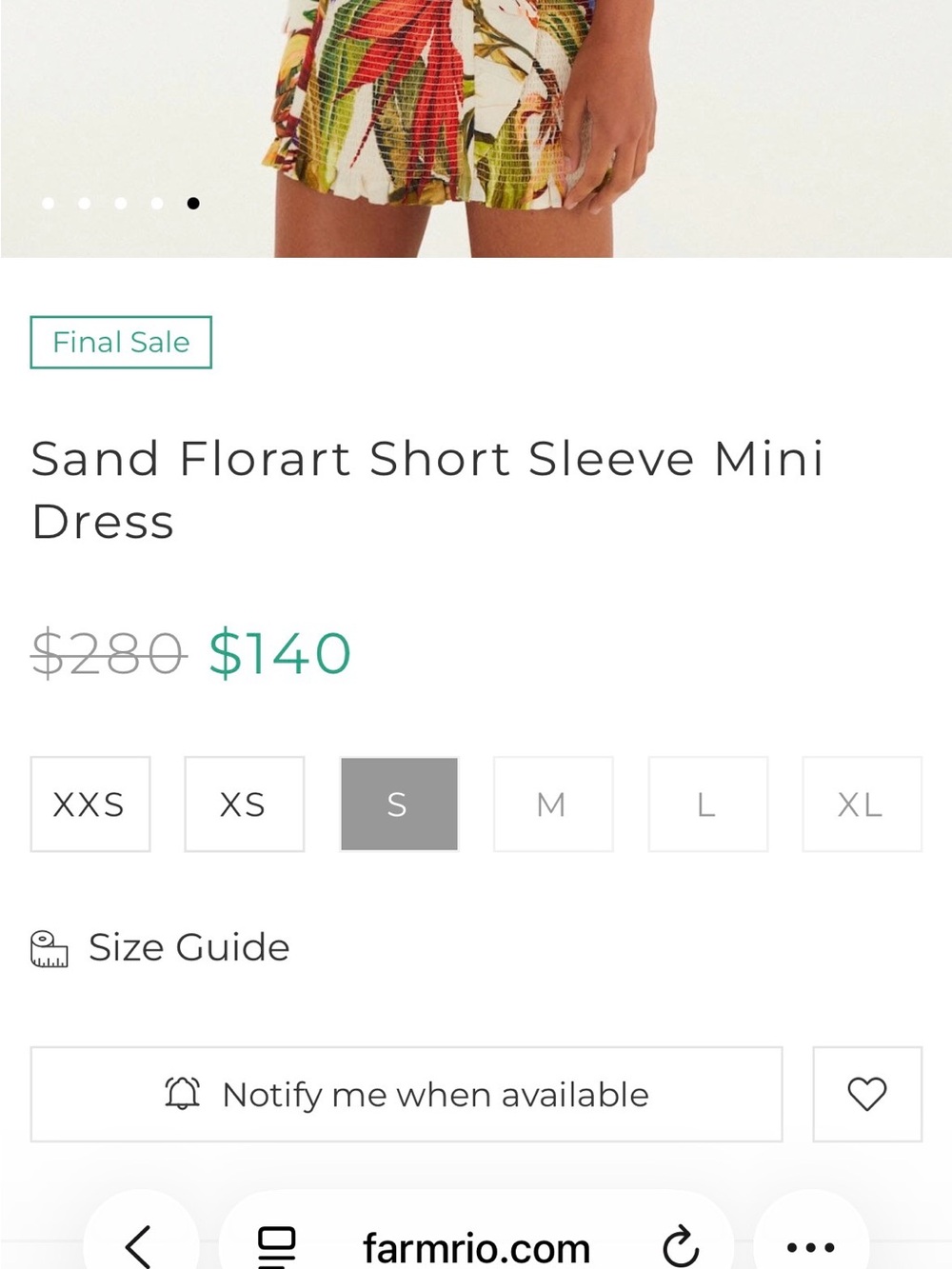 Sand Florart Short Sleeve Mini Dress by Farm Rio - DC - Picture 7 of 7